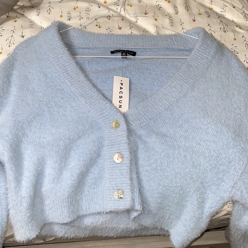 Kendall & Kylie Fuzzy Cropped Sweater